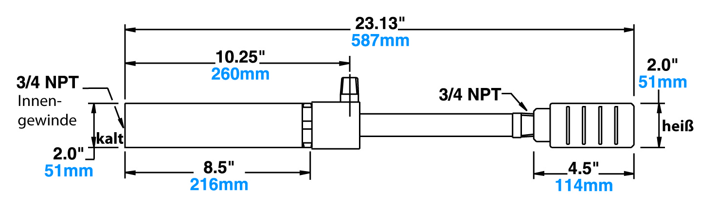 Large Vortex Tube with muffler Dimensions