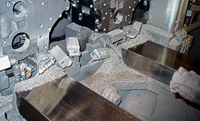Air Knives blow chips away from boring operation