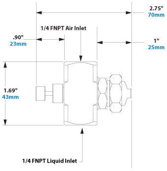 External Mix Wide Angle Flat Fan Nozzle Dimensions