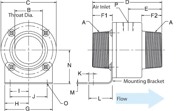 Heavy Duty Threaded Line Vac Dimension