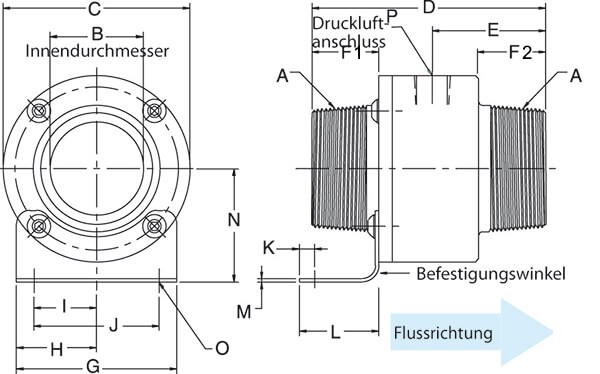 Heavy Duty Threaded Line Vac Abmessungen