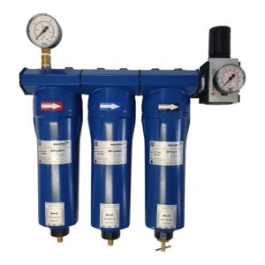 eputec-wartungseinheit-druckluft-filter Kombinierte Wartungseinheit aus drei Filtern für die Druckluftaufbereitung.