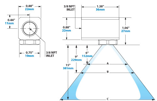 HollowStream-Cone-Nozzles-3/8-NPT-Hohlkegelsprühdüsen-Sprühbild